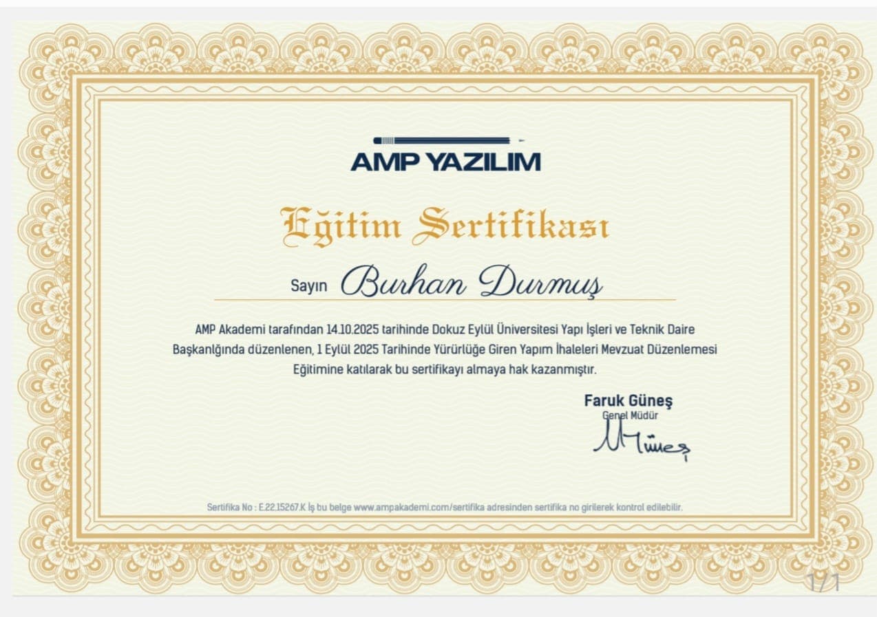 2025 tarihli AMP Akademi mevzuat düzenlemesi eğitim sertifikası